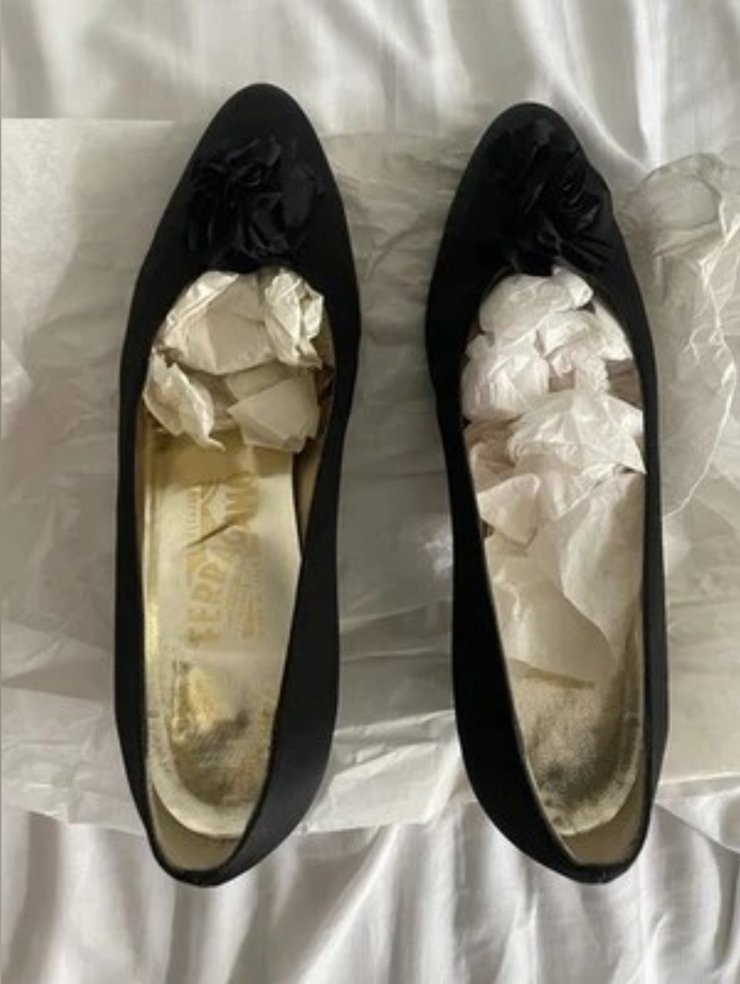 Vintage Salvatore Ferragamo Satin Kitten Heels